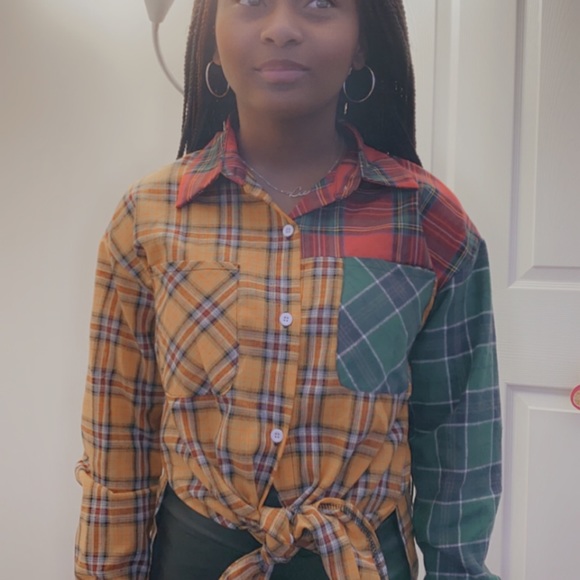 Plaid patchwork shirt - Picture 2 of 3